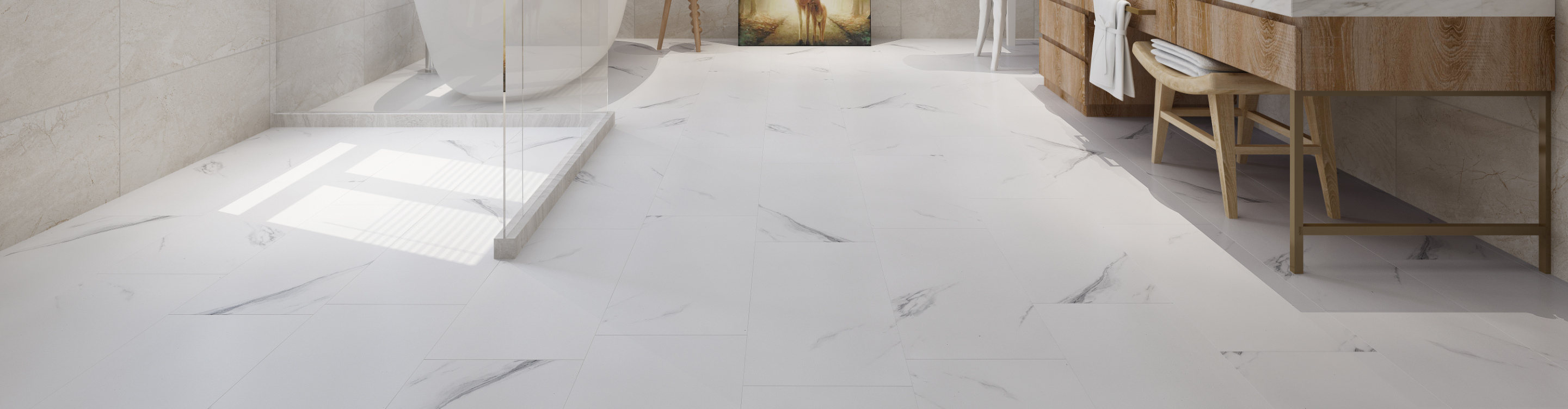 Porcelain Tile Flooring in Bathroom